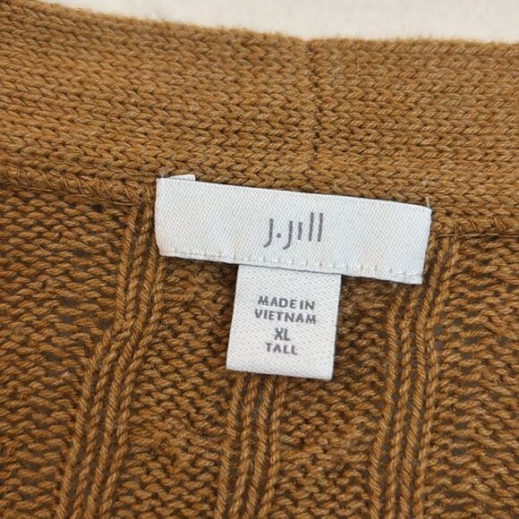 J. Jill Women’s long open cable knit camel tan casual cardigan sweater XL tall! - Picture 4 of 8